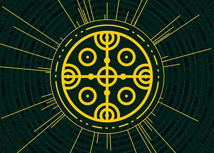 Gold Geometric Glyph Sign