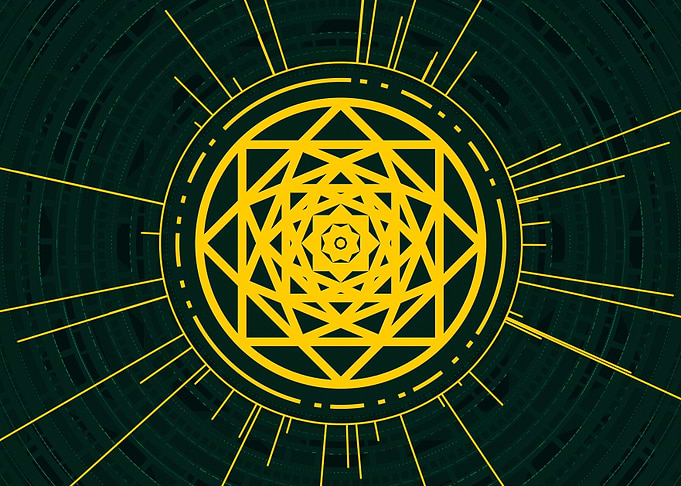 Gold Geometric Glyph Sign