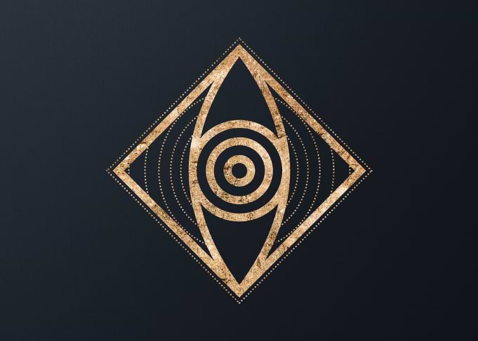 Gold Geometric Glyph Sign
