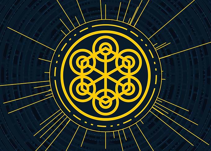 Gold Geometric Glyph Sign