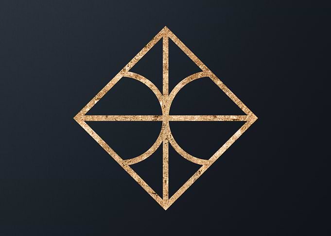 Gold Geometric Glyph Sign