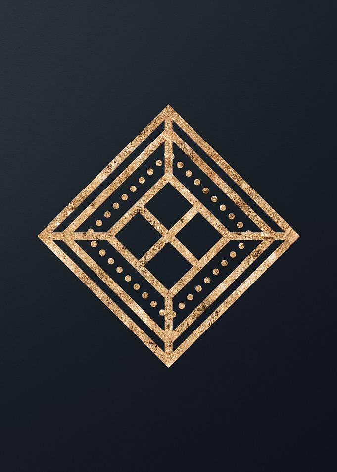 Gold Geometric Glyph Sign