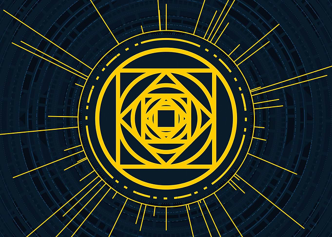 Gold Geometric Glyph Sign
