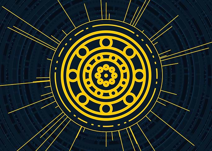 Gold Geometric Glyph Sign