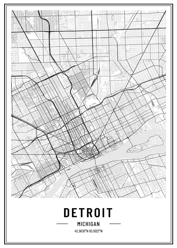 Detroit USA map