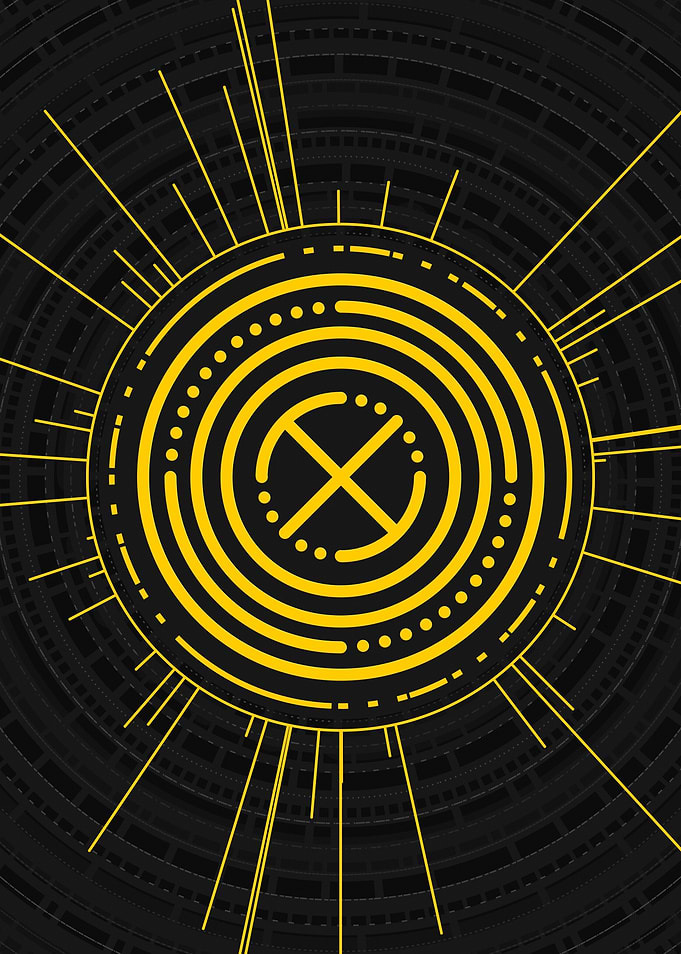 Gold Geometric Glyph Sign