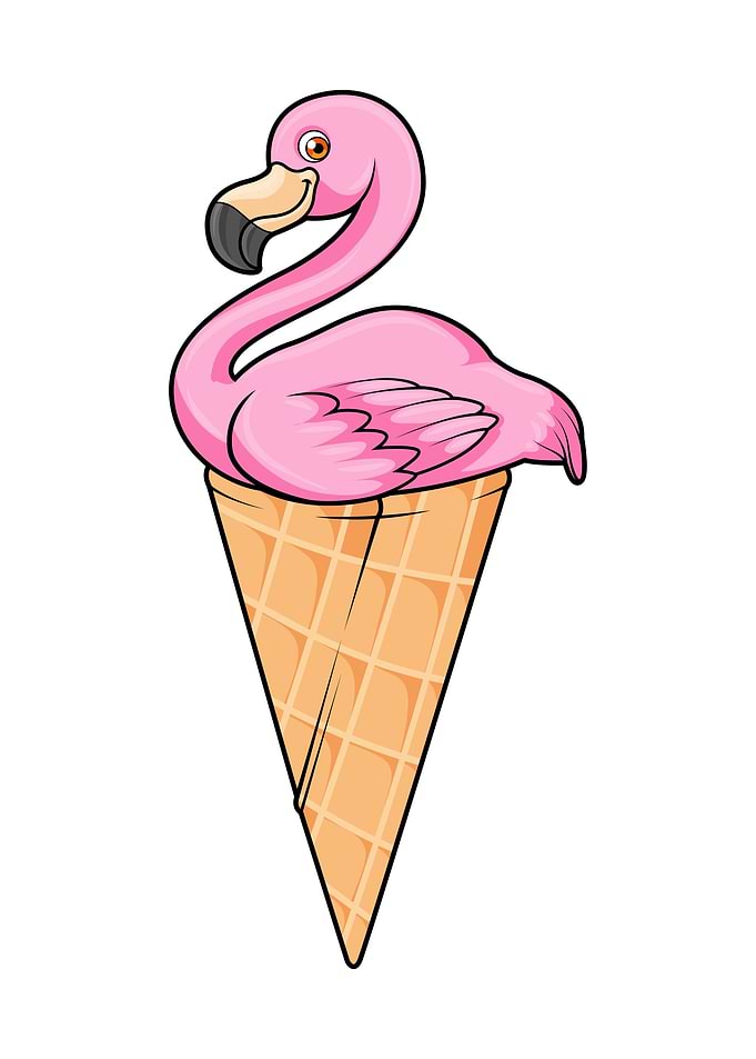 Flamingo Waffle Ice cream