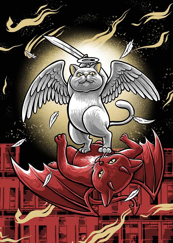 Angel cats Against Demon