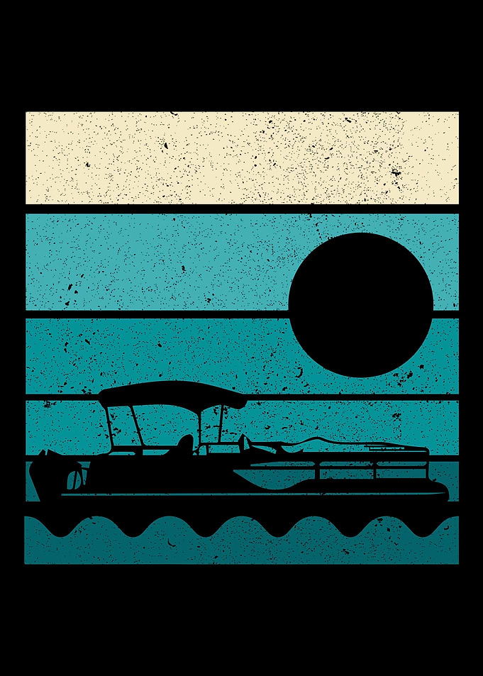 Retro Pontoon Boat Boating