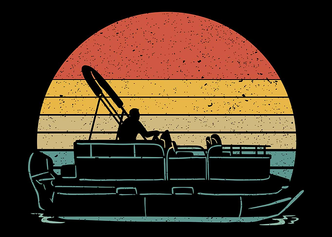 Retro Pontoon Boat Boating