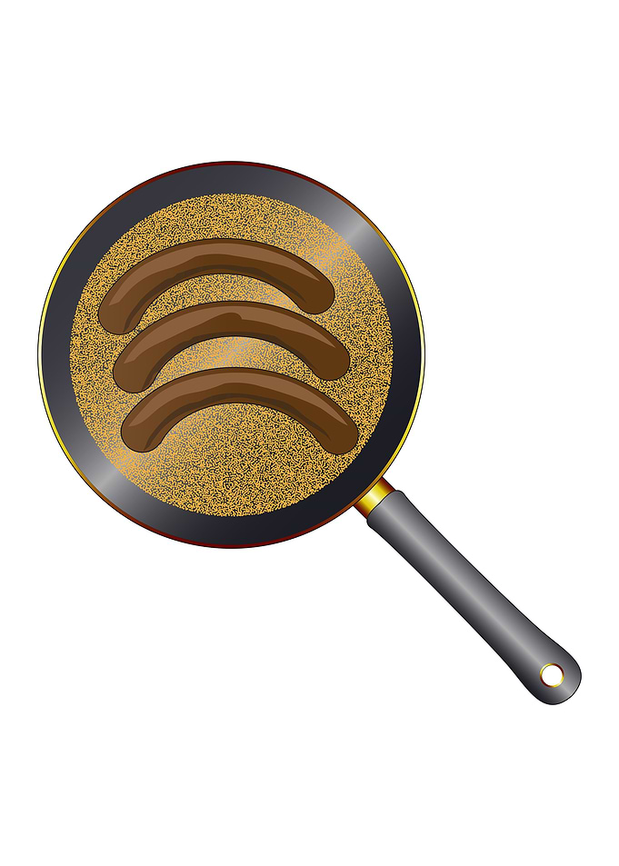 Sausages Frying In The Pan