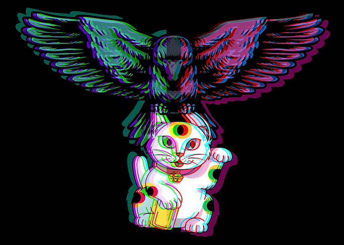 Raven Crow Lucky Cat