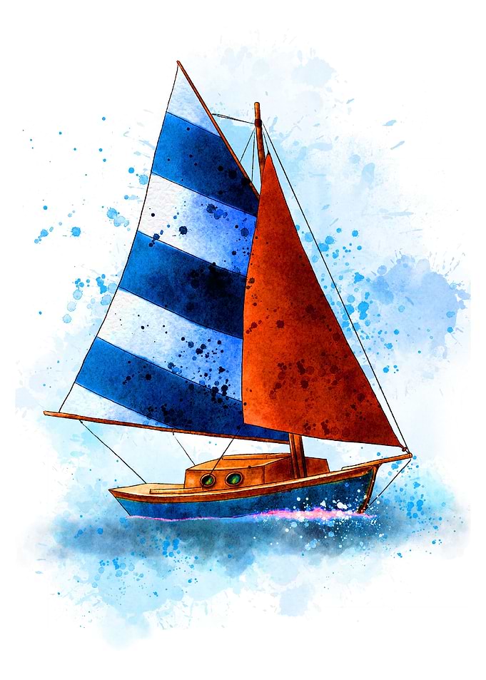 Sail Boat Ship watercolor