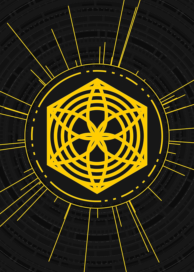 Gold Geometric Glyph Sign