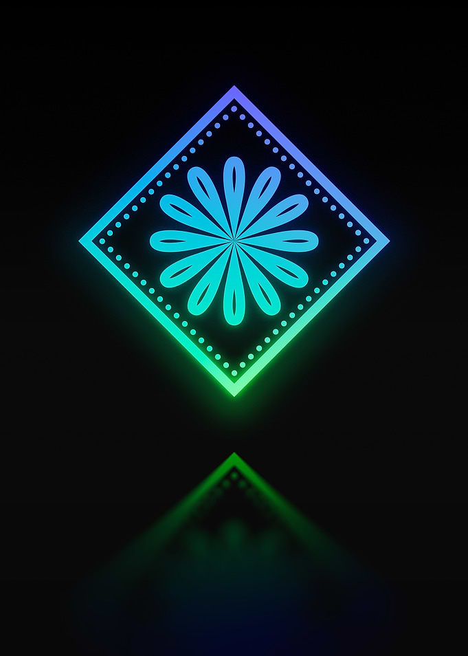 Neon Geometric Glyph Sign