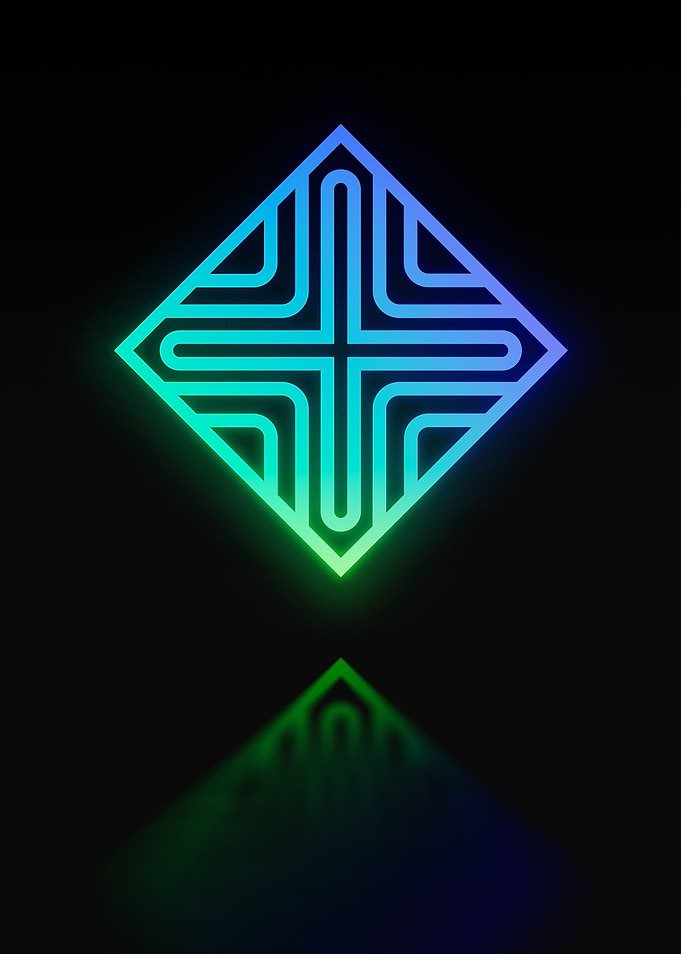 Neon Geometric Glyph Sign