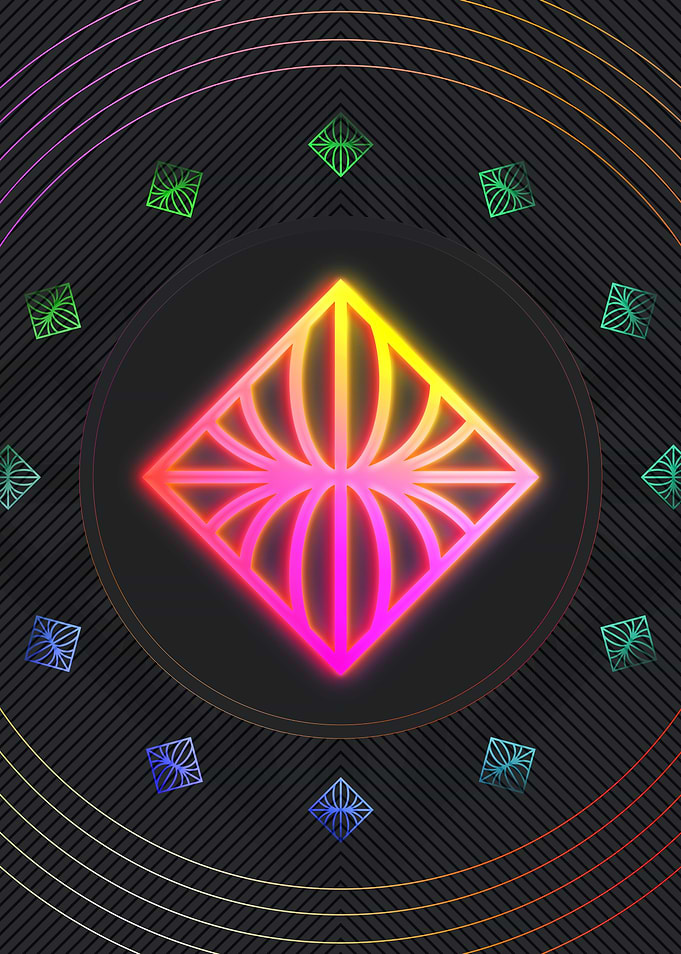 Neon Geometric Glyph Sign