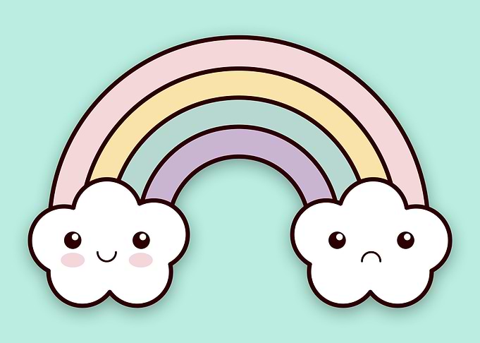 Rainbow green kawaii