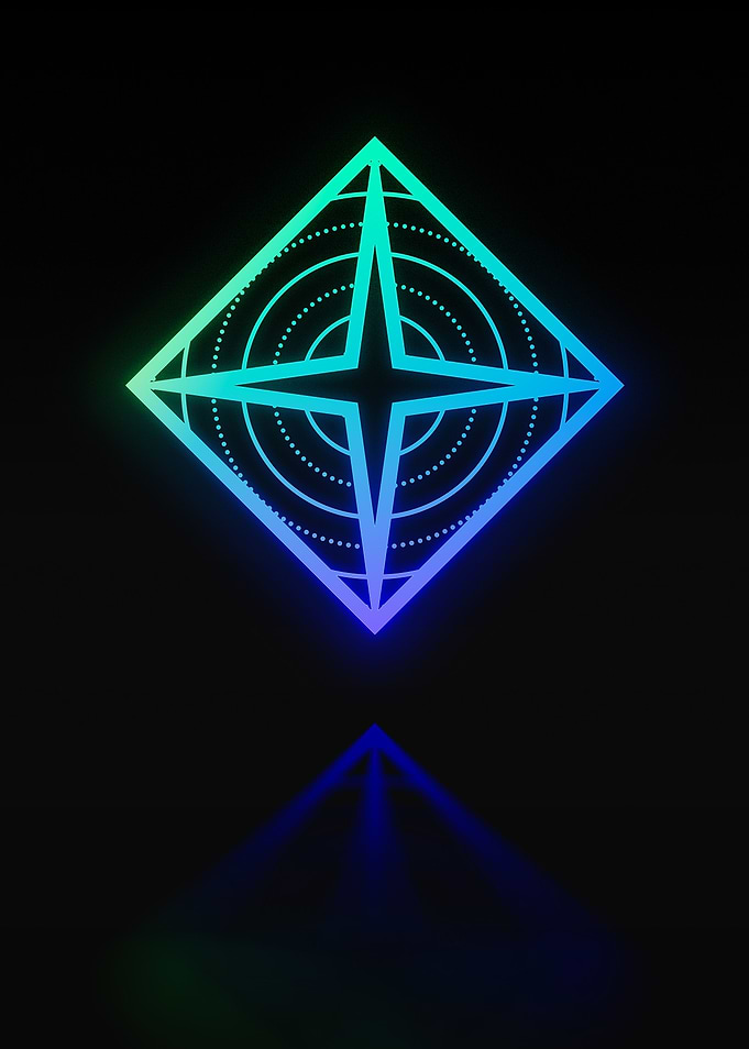 Neon Geometric Glyph Sign