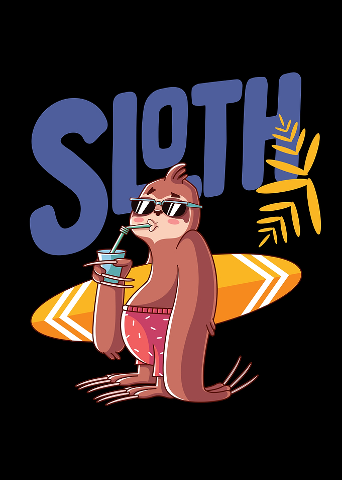 Surfing Surfer Sloth Sloth