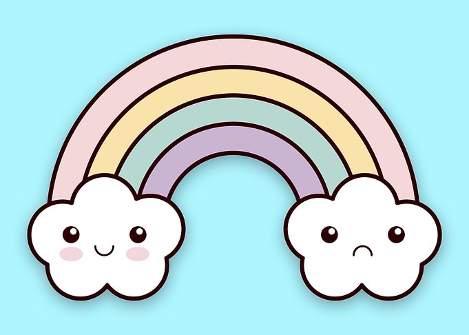 Rainbow blue kawaii