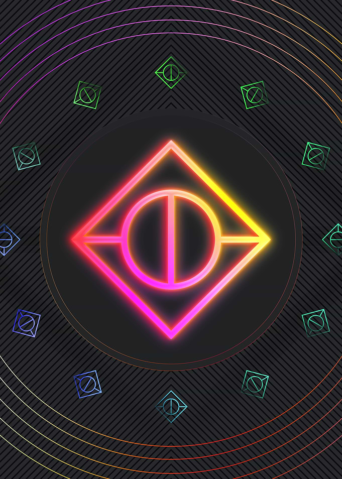 Neon Geometric Glyph Sign