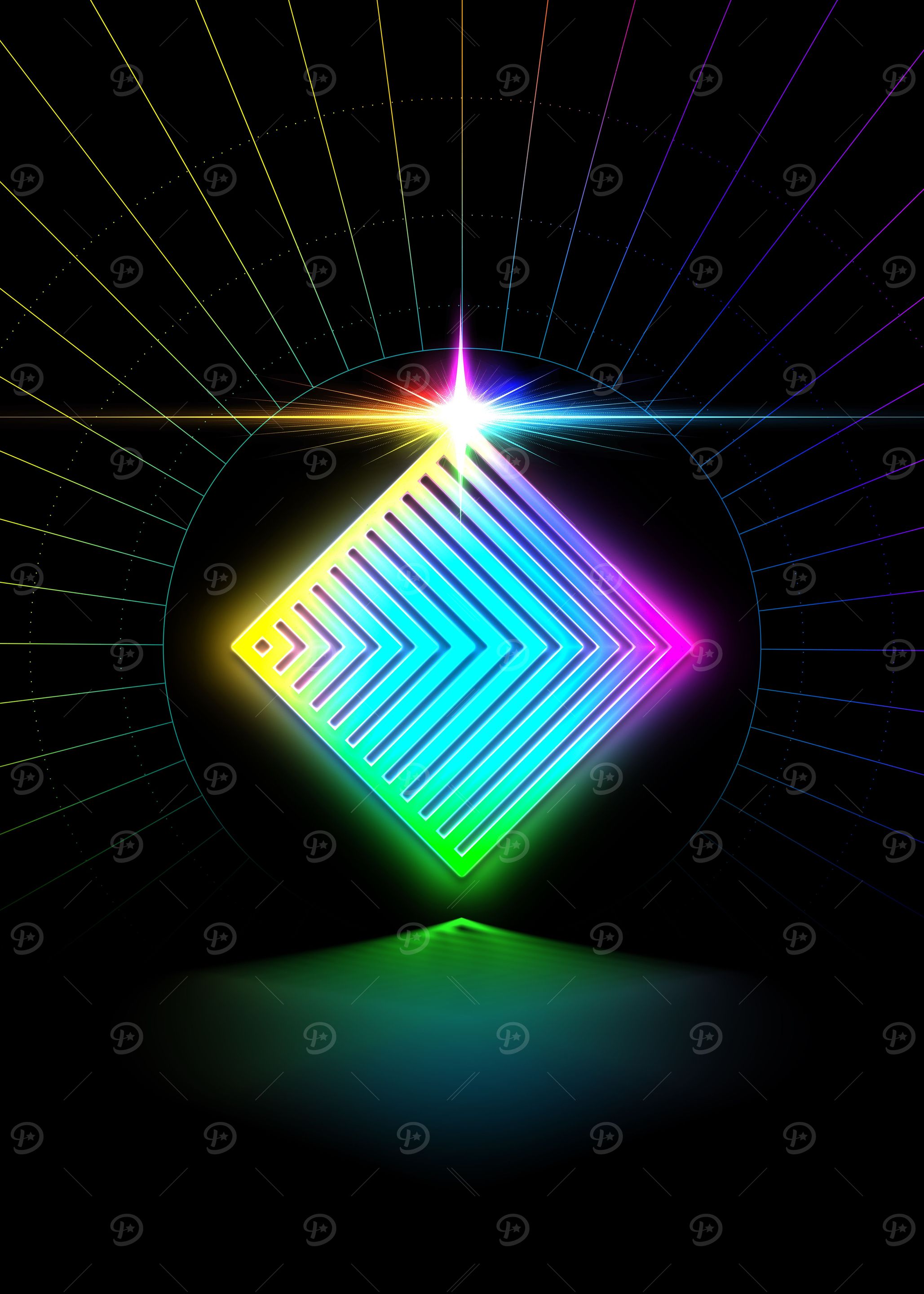 Neon Geometric Glyph Sign