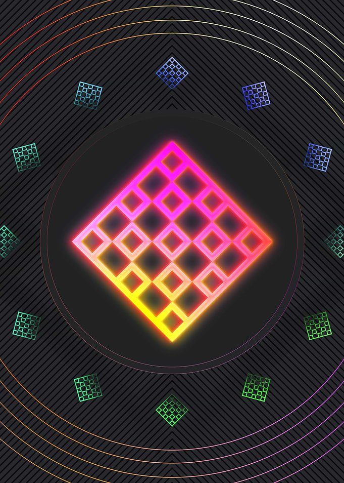 Neon Geometric Glyph Sign