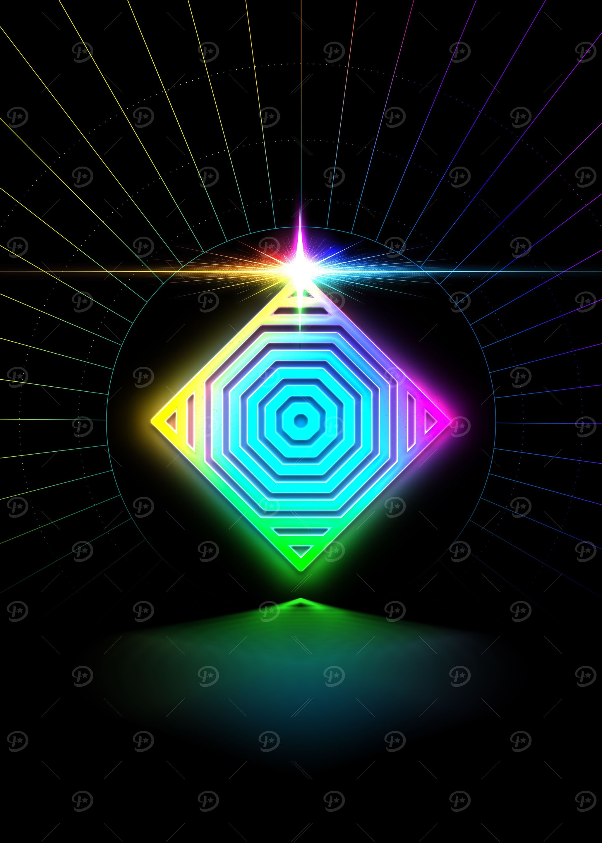 Neon Sacred Geometry Glyph