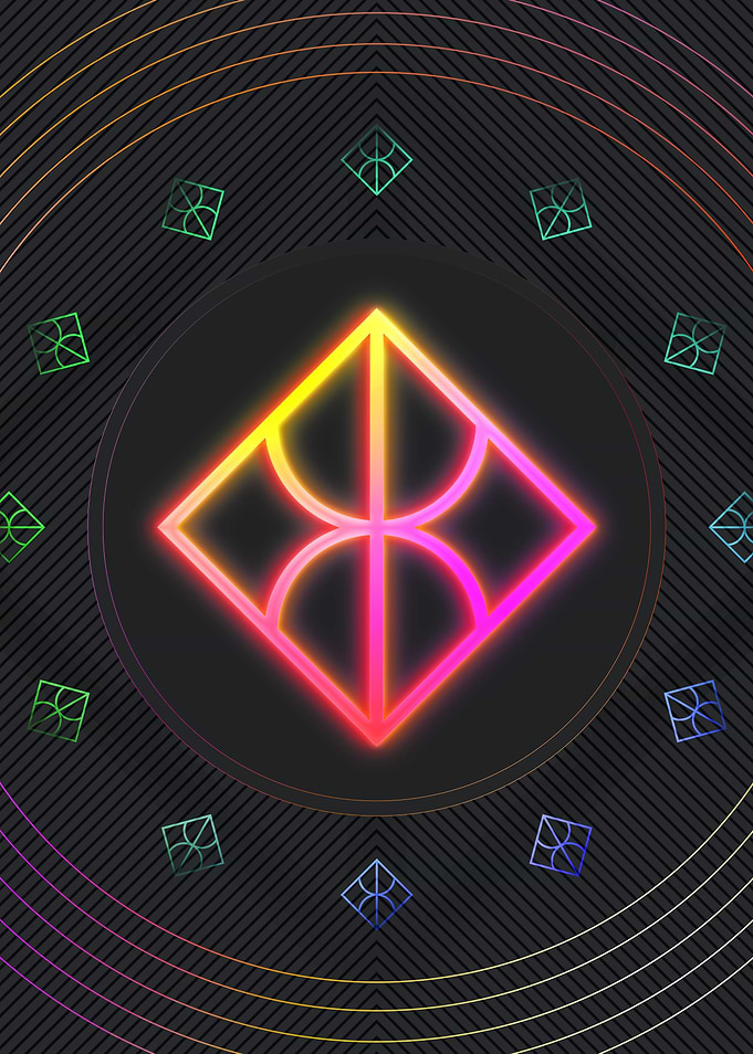 Neon Geometric Glyph Sign