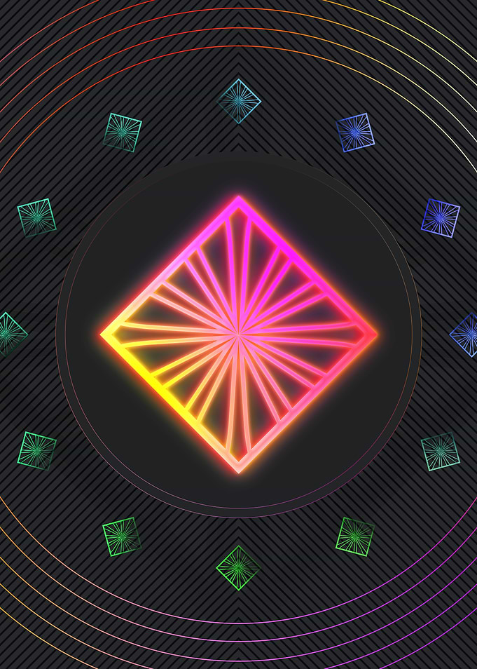 Neon Geometric Glyph Sign