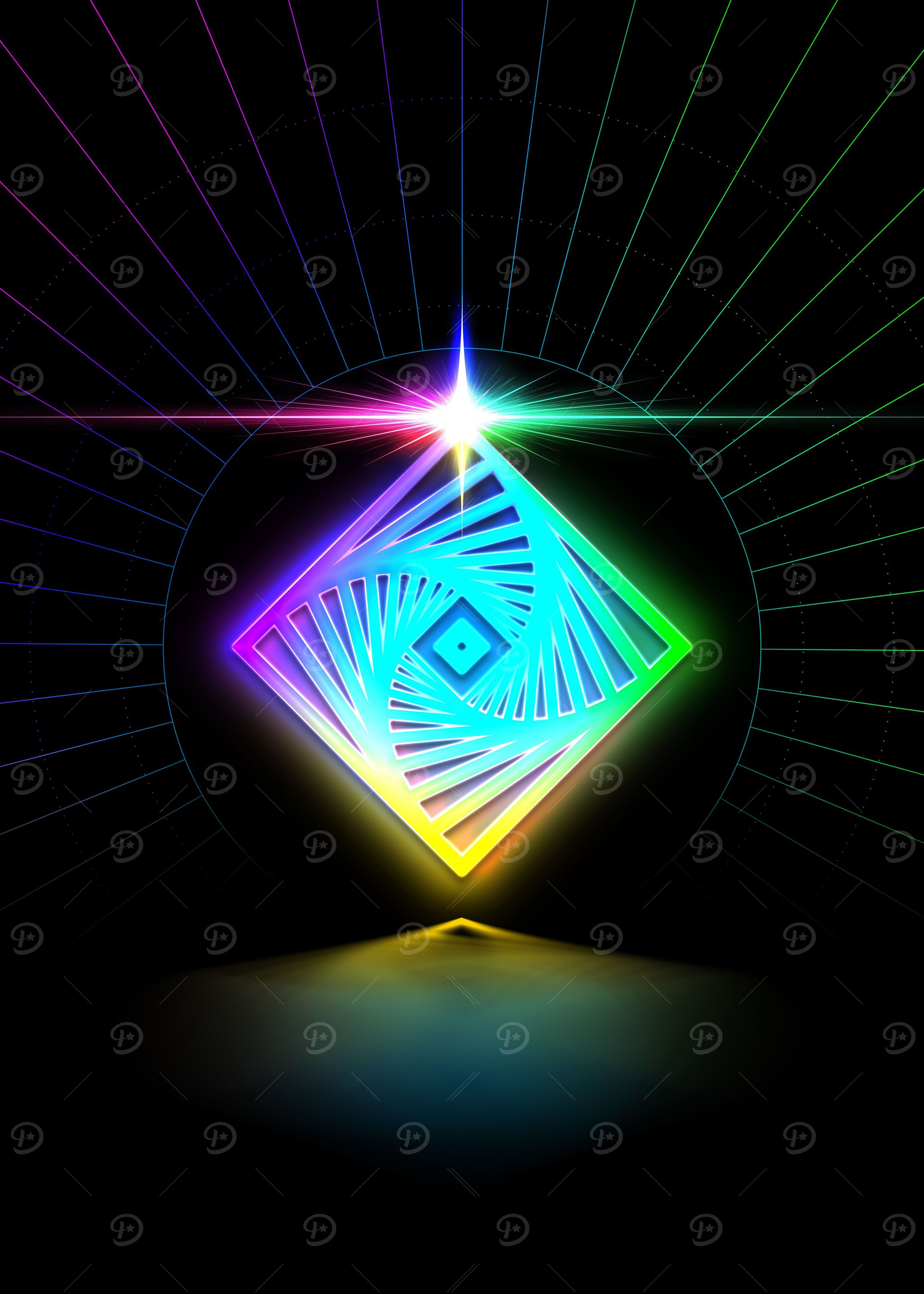 Neon Geometric Glyph Sign