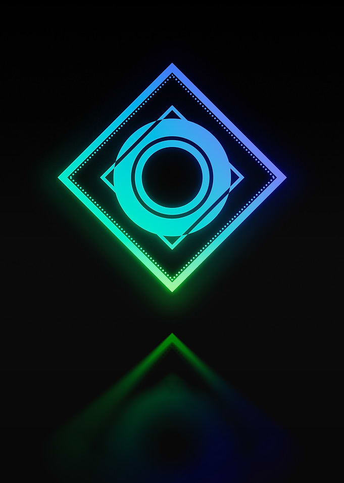 Neon Geometric Glyph Sign