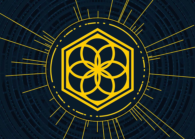 Gold Geometric Glyph Sign
