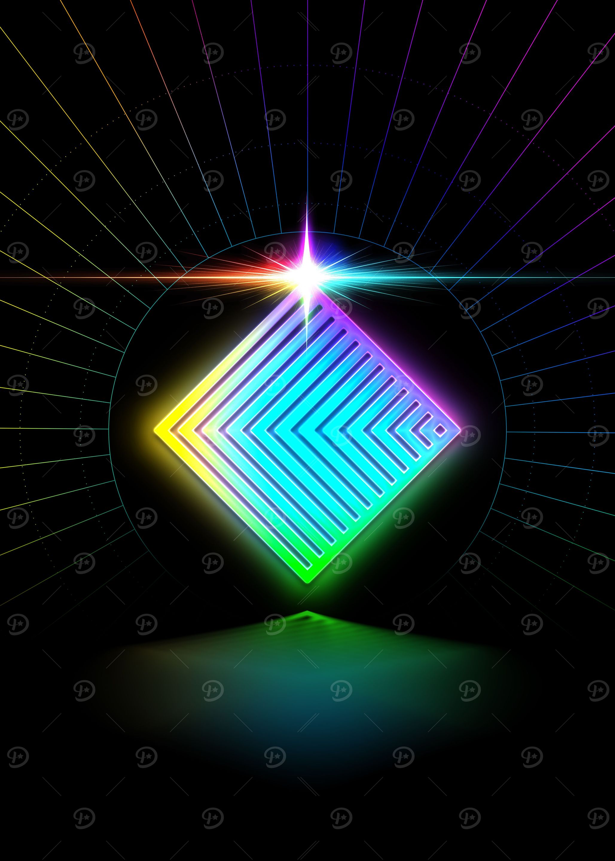 Neon Geometric Glyph Sign