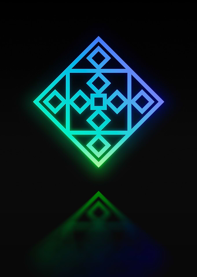 Neon Geometric Glyph Sign