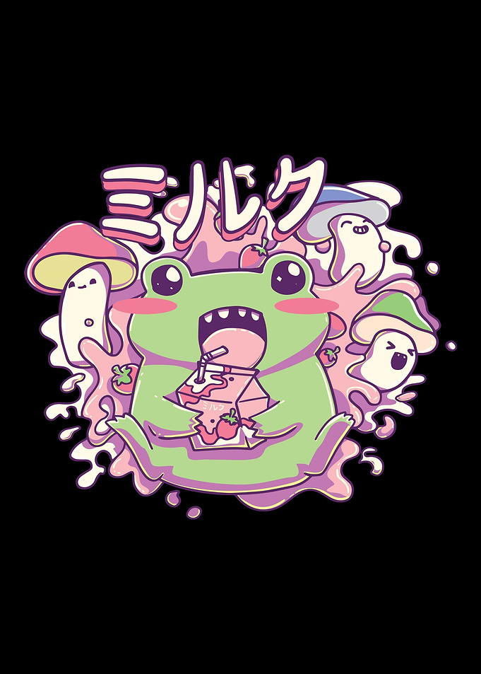 Strawberry Milk Drink Frog