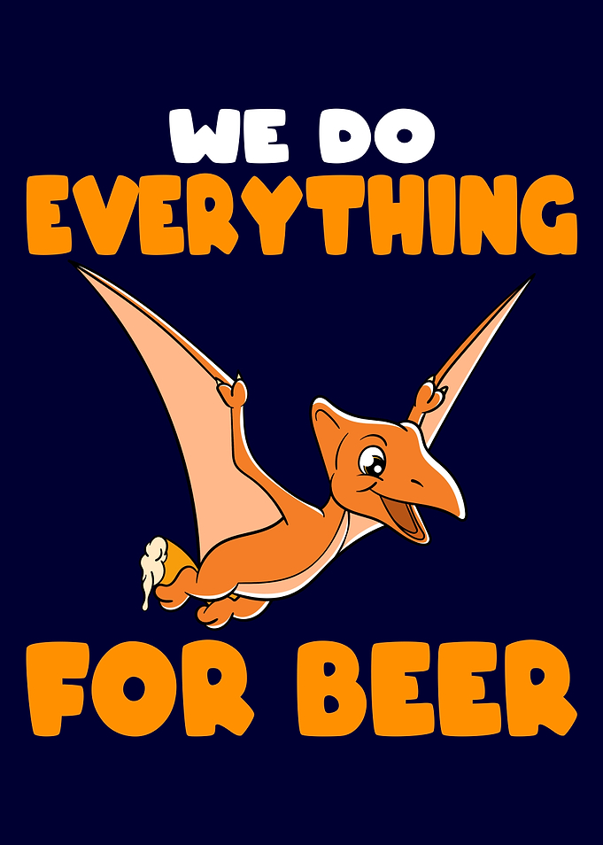 Dino With Beer Flying Dino
