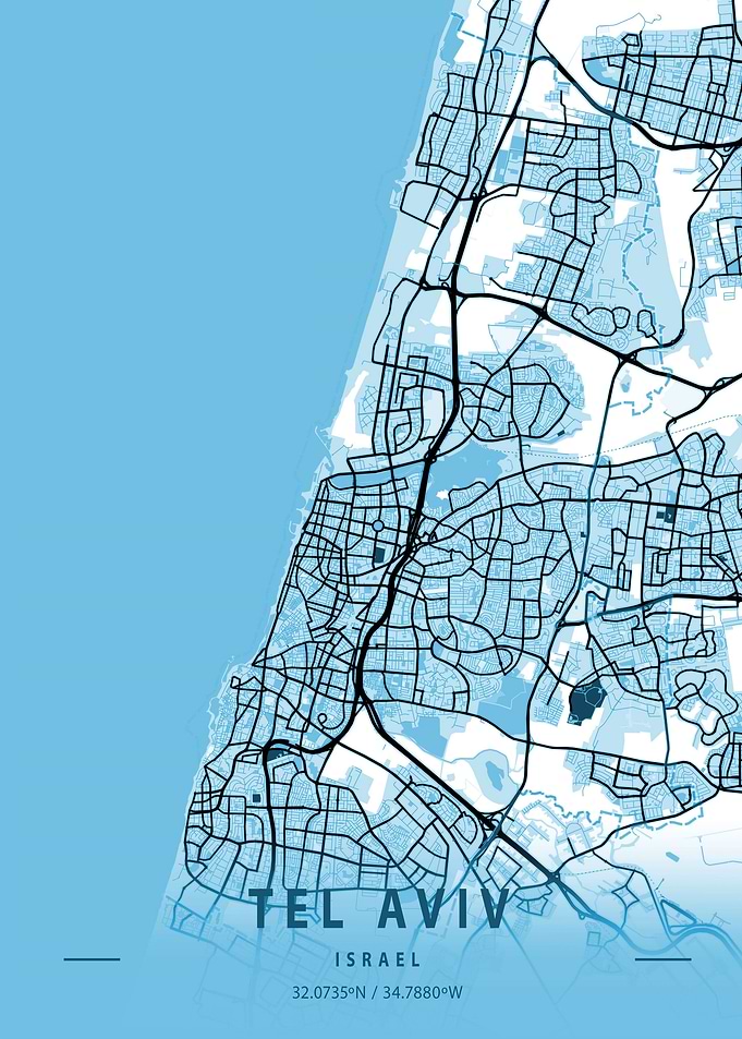 Tel Aviv City Map Israel