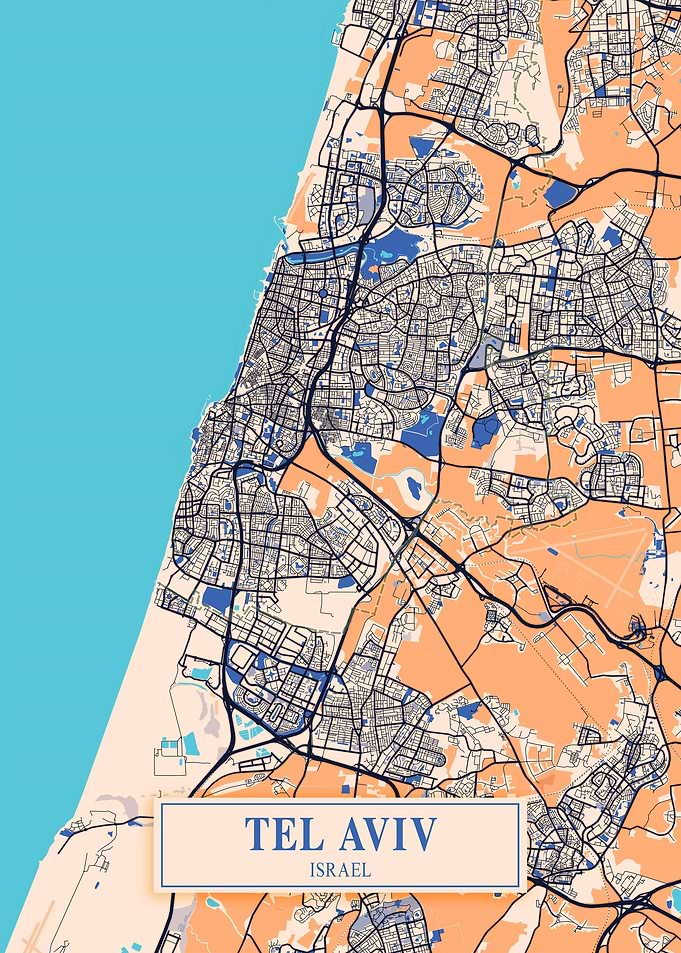Tel Aviv City Map Israel