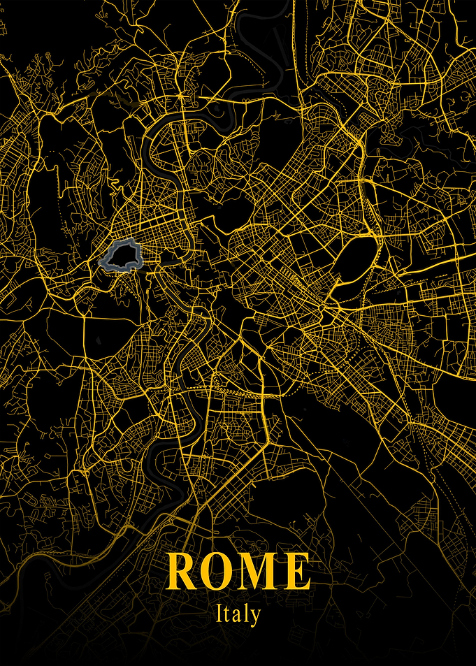Rome City Map Italy Gold
