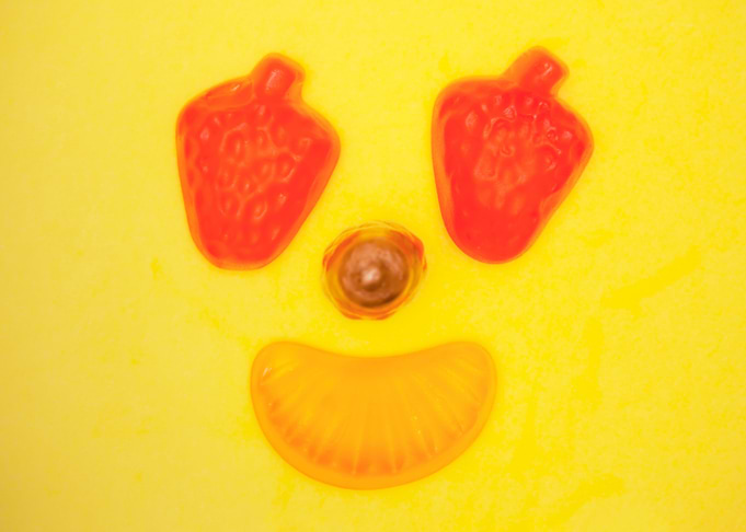 Fruit face smiling strawbe