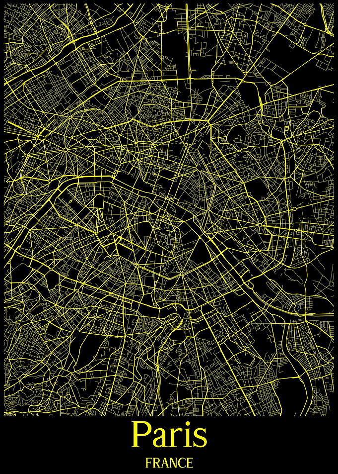 Paris City Map France gold