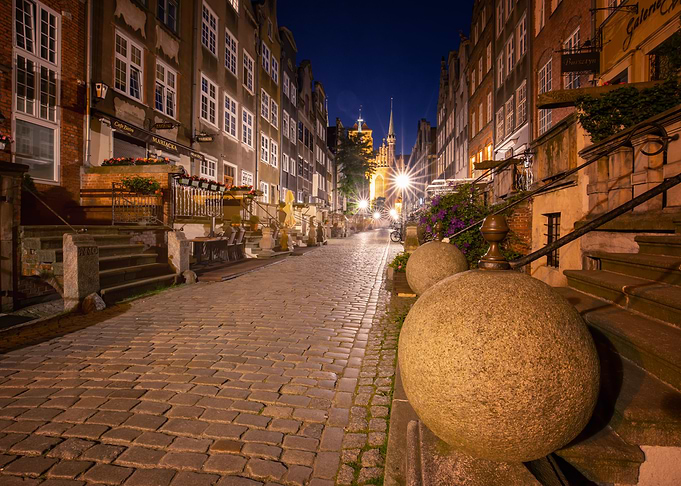Night city, street, Poland