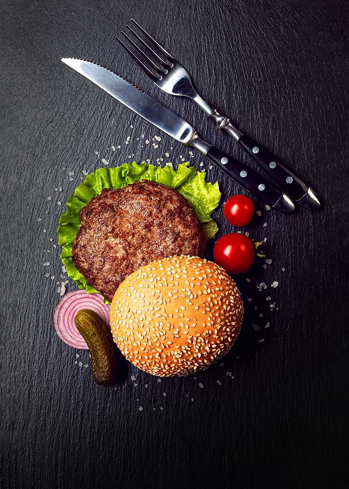Burgers and tomatoes