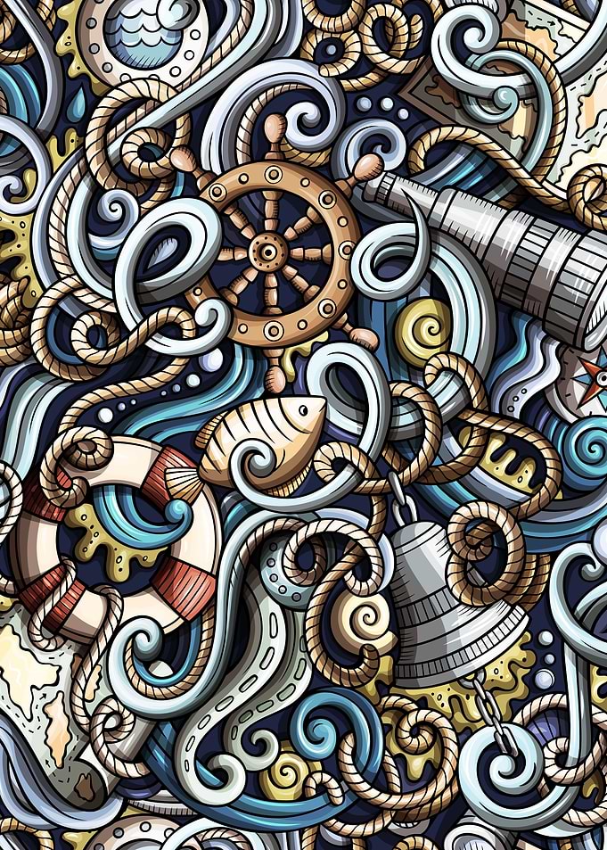 Nautical Doodle Pattern 06