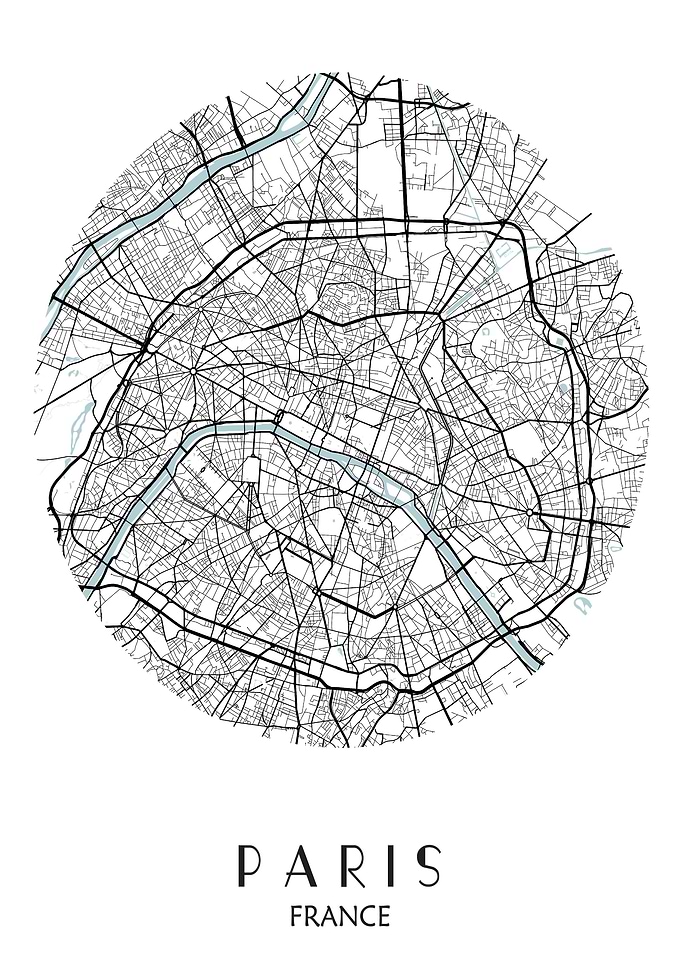 Paris City Map Round