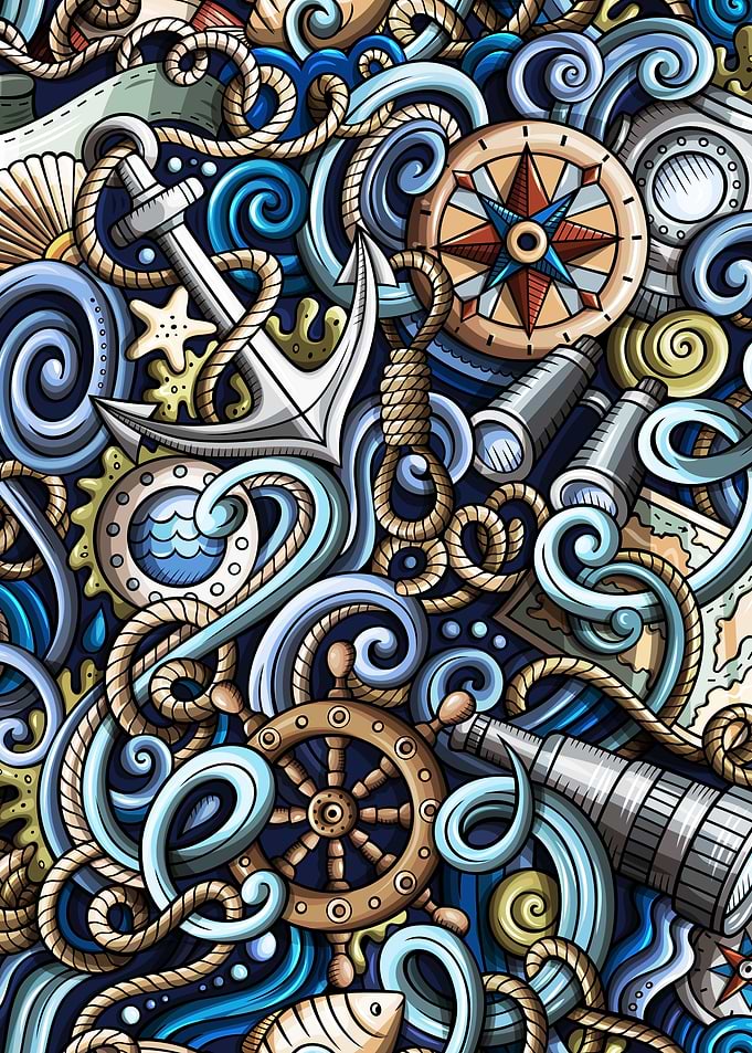 Nautical Doodle Pattern 07