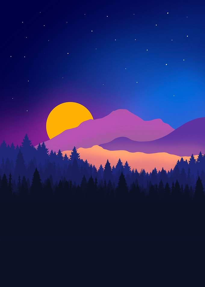 Mountains Night blue sky