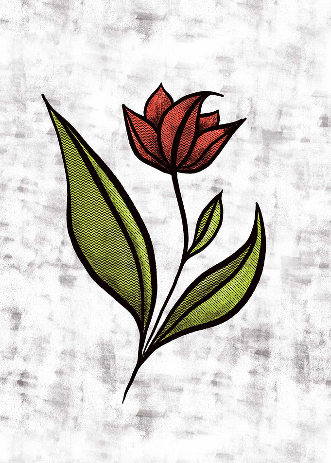 Beautiful Flower In Red Gr